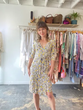 Diane von Furstenberg Black and Yellow Wrap Dress