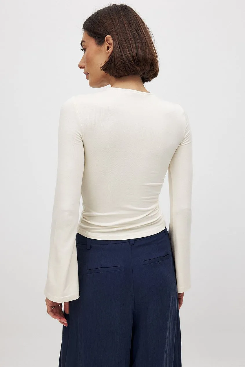 Double Layer Collar Cutout Faux Two Piece Top