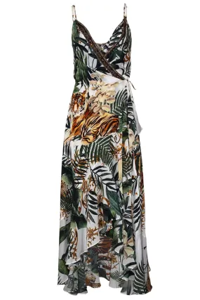 Draped Front Tie Wrap Dress