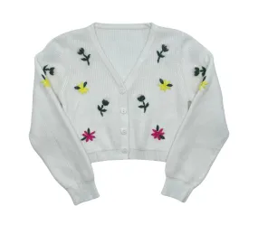 dress linen jumper with embroidered cardigan - ivory