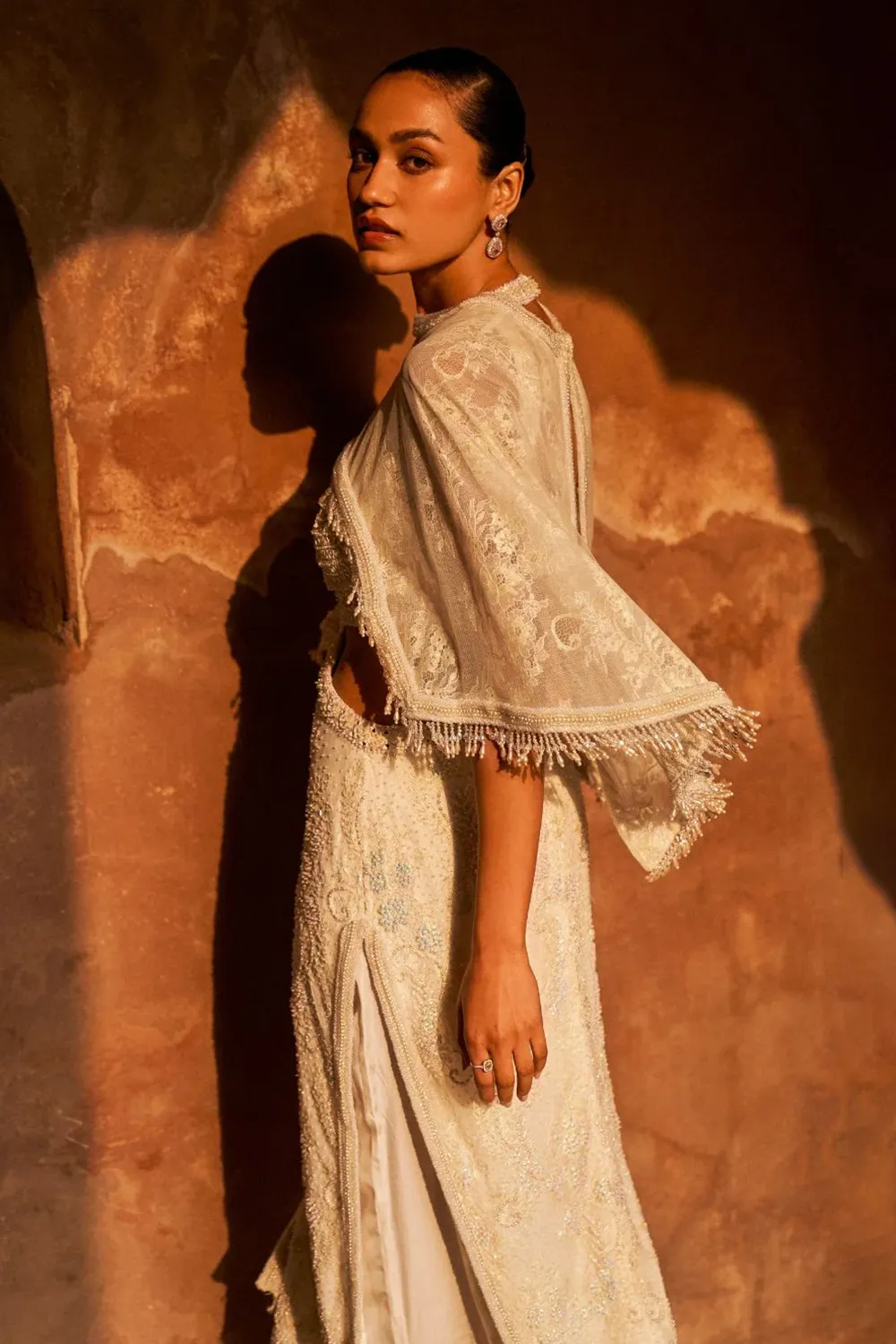 Ecru Straight Kurta and Cape Set