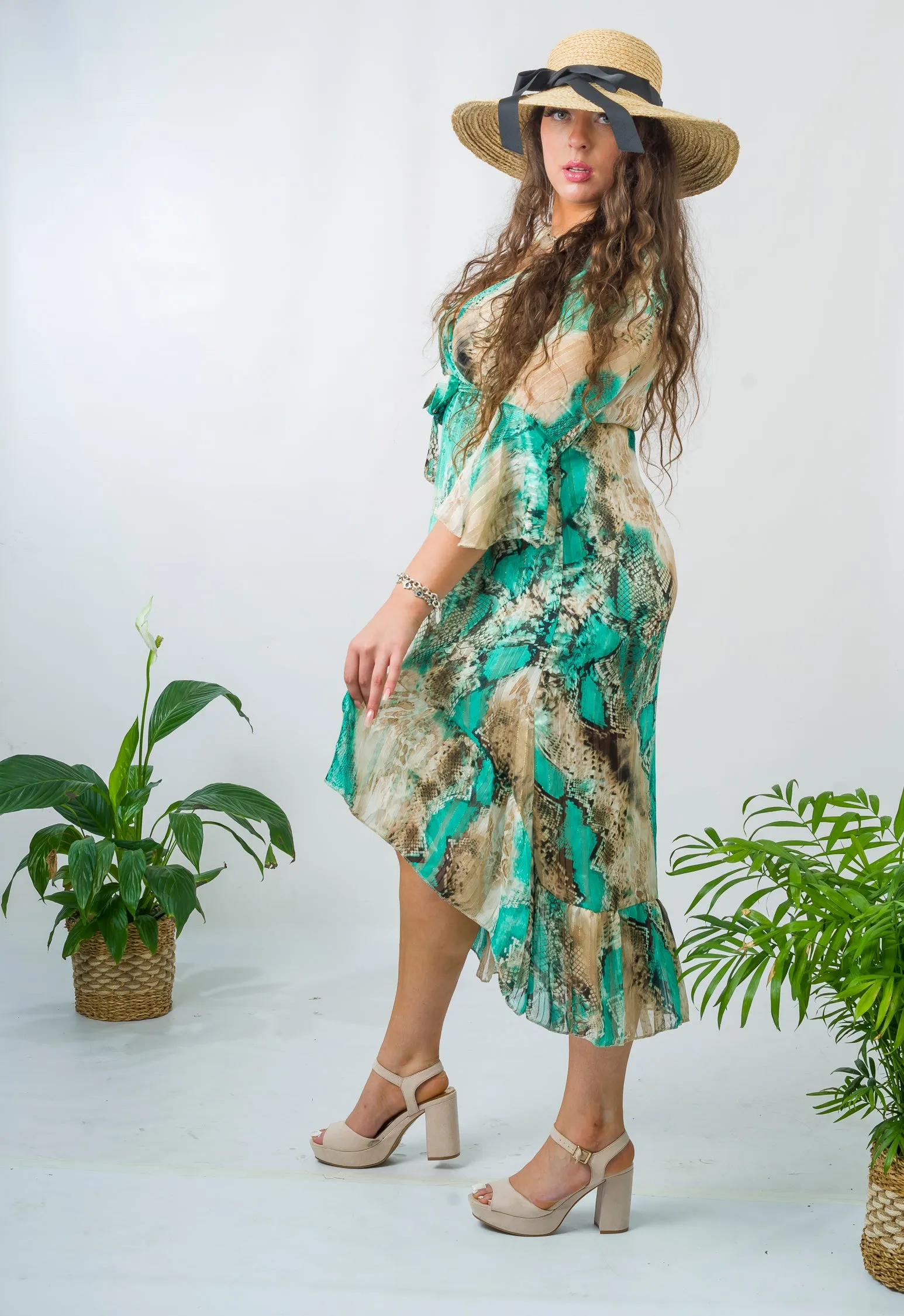 Emma Floaty Midi Wrap Dress
