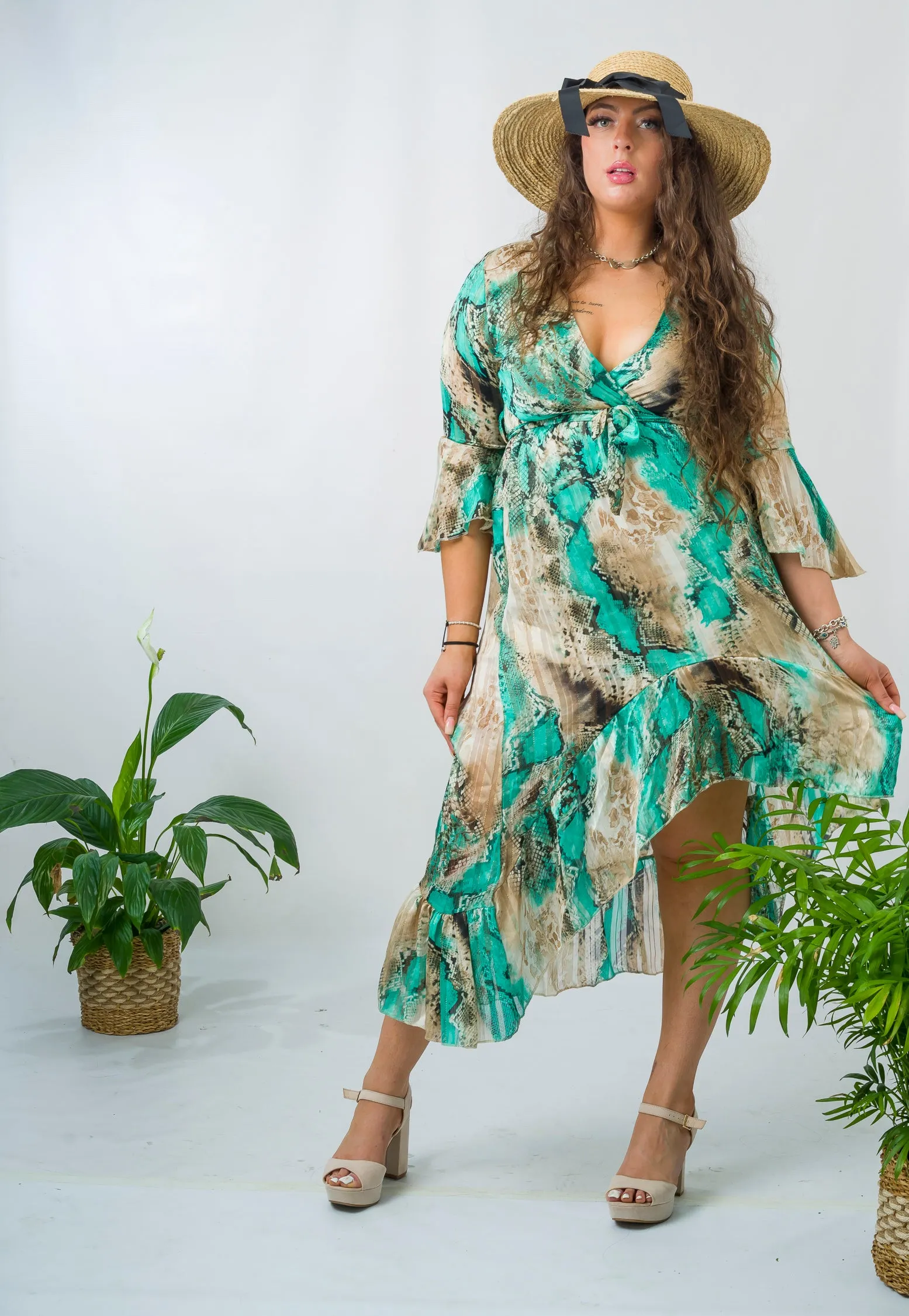 Emma Floaty Midi Wrap Dress