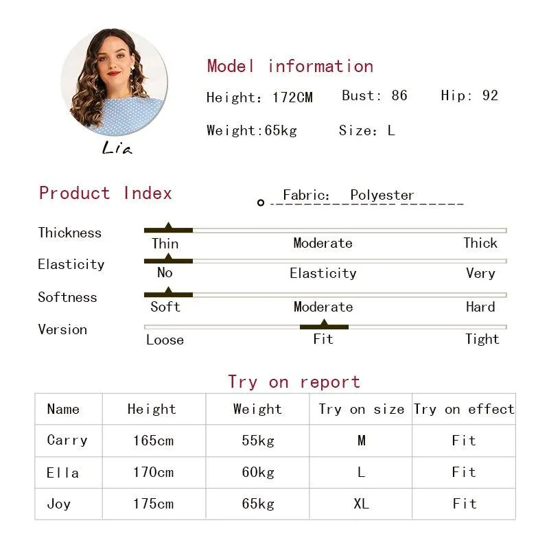 FashionSierra - Summer New Fashion Women's Round Neck Polka Dot Waist Slimming Belt Long Pleated Lantern Sleeve Sweet and Versatile Dress