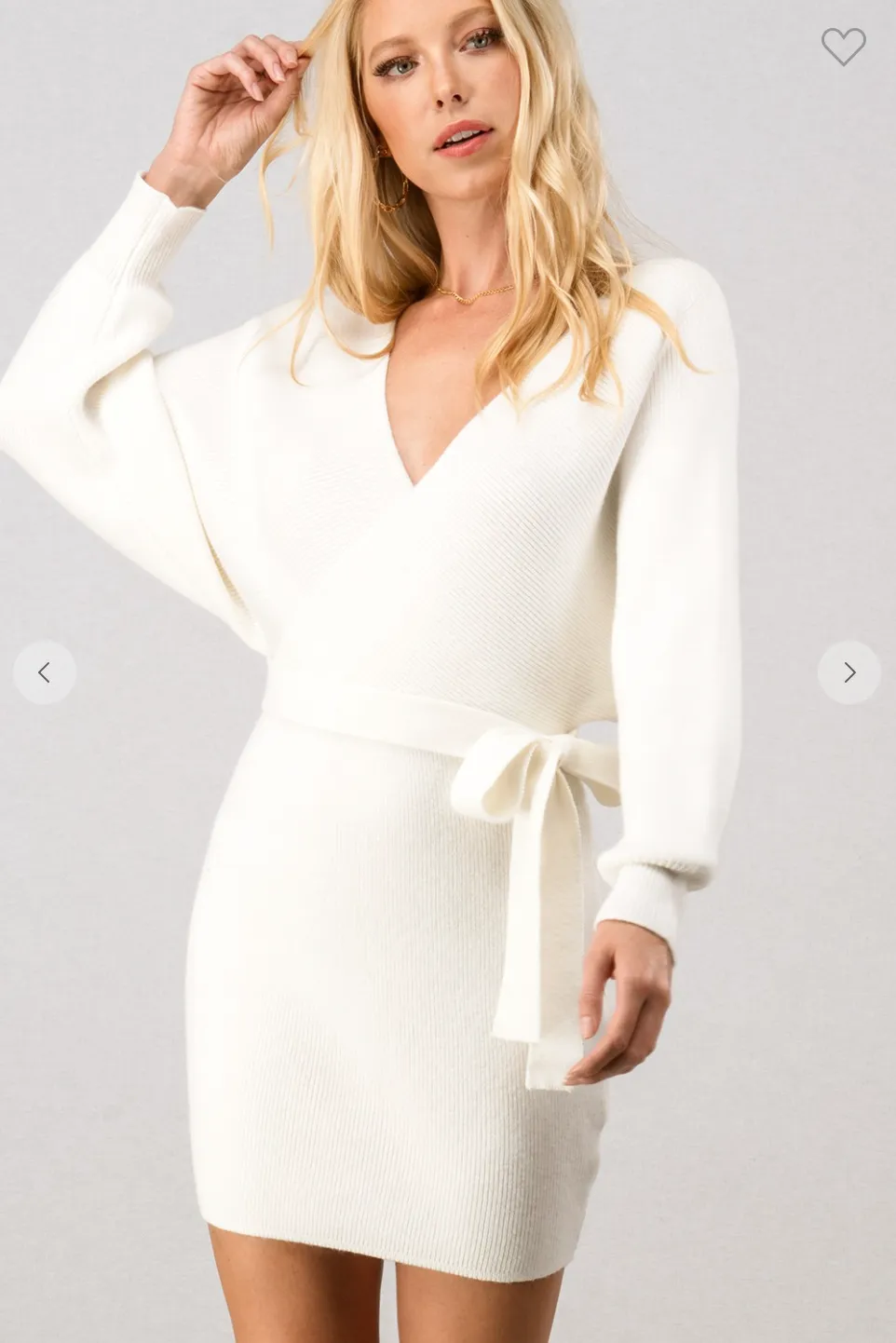 Faux Wrap Sweater Dress w/Belt