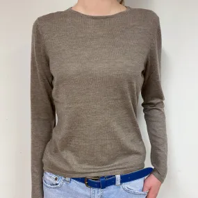 Fine Knit Brown Cashmere Crew Neck Jumper Extra Small