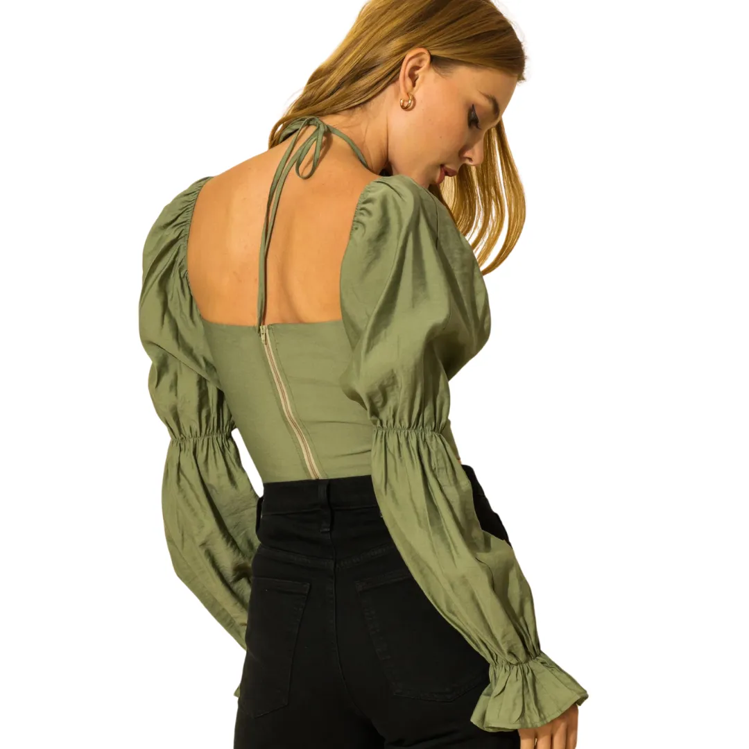 Forget Me Not Crop Top - Olive