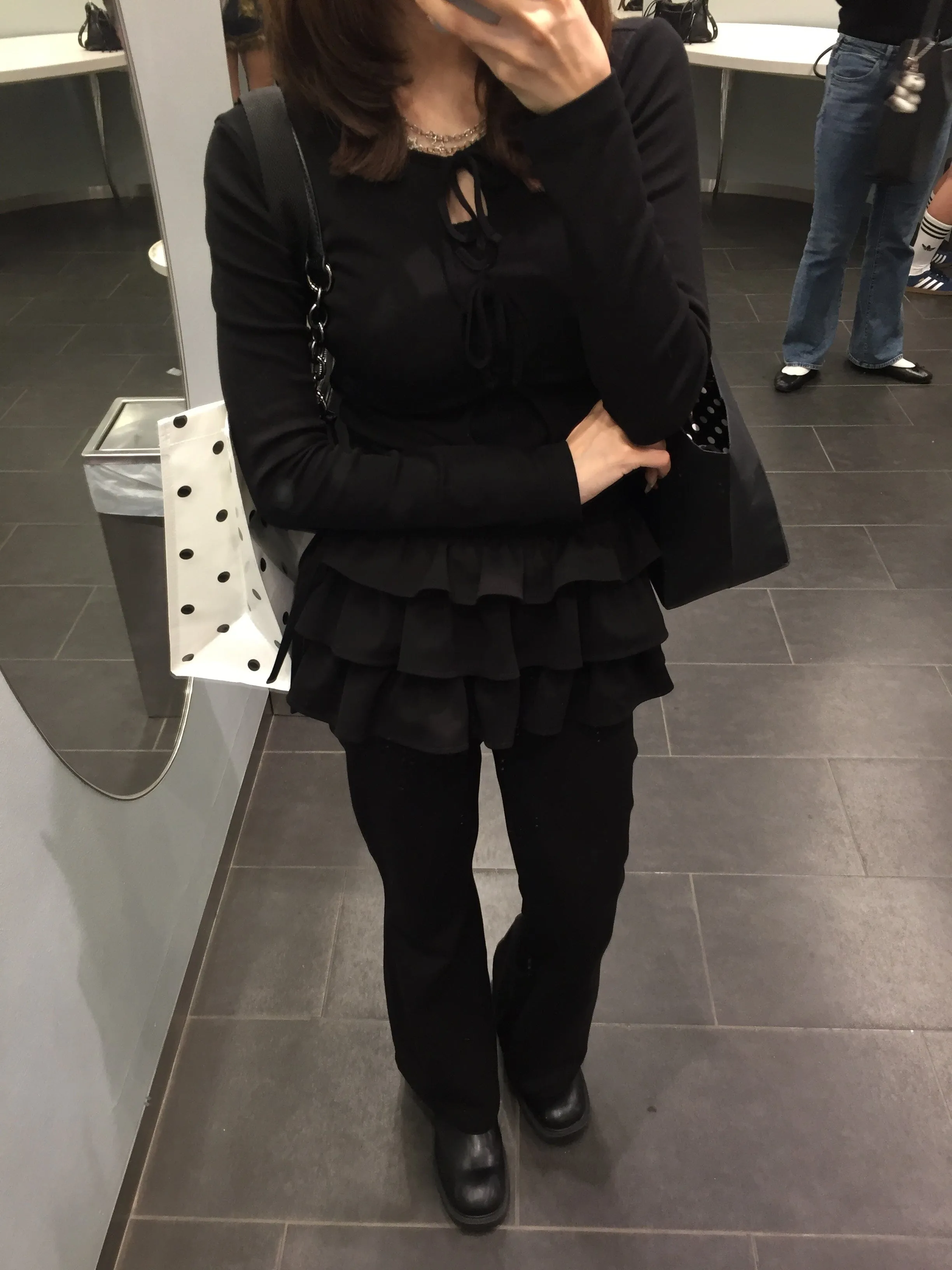 Frill skirt layered pants