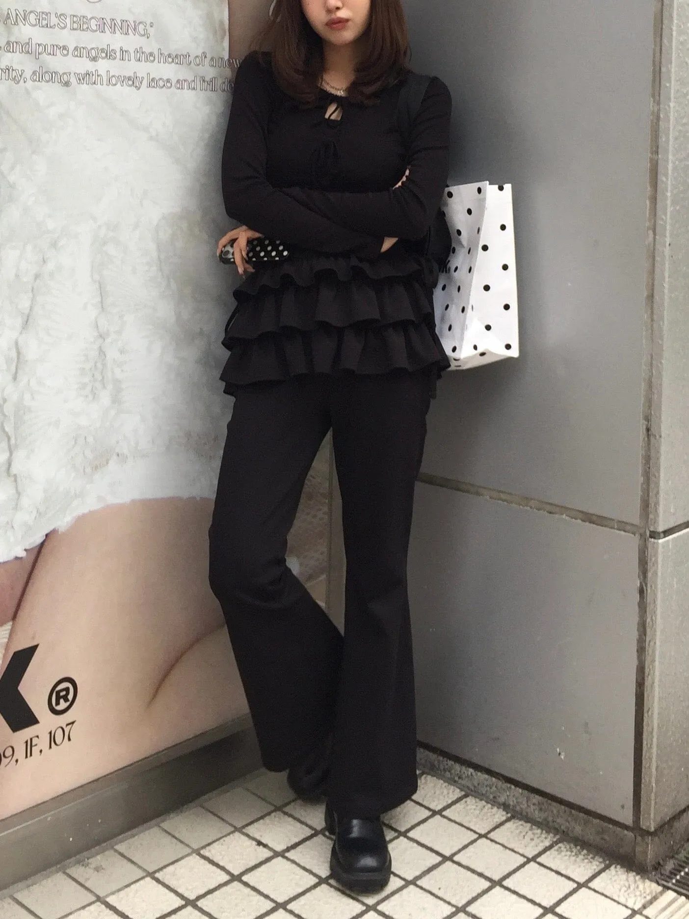 Frill skirt layered pants