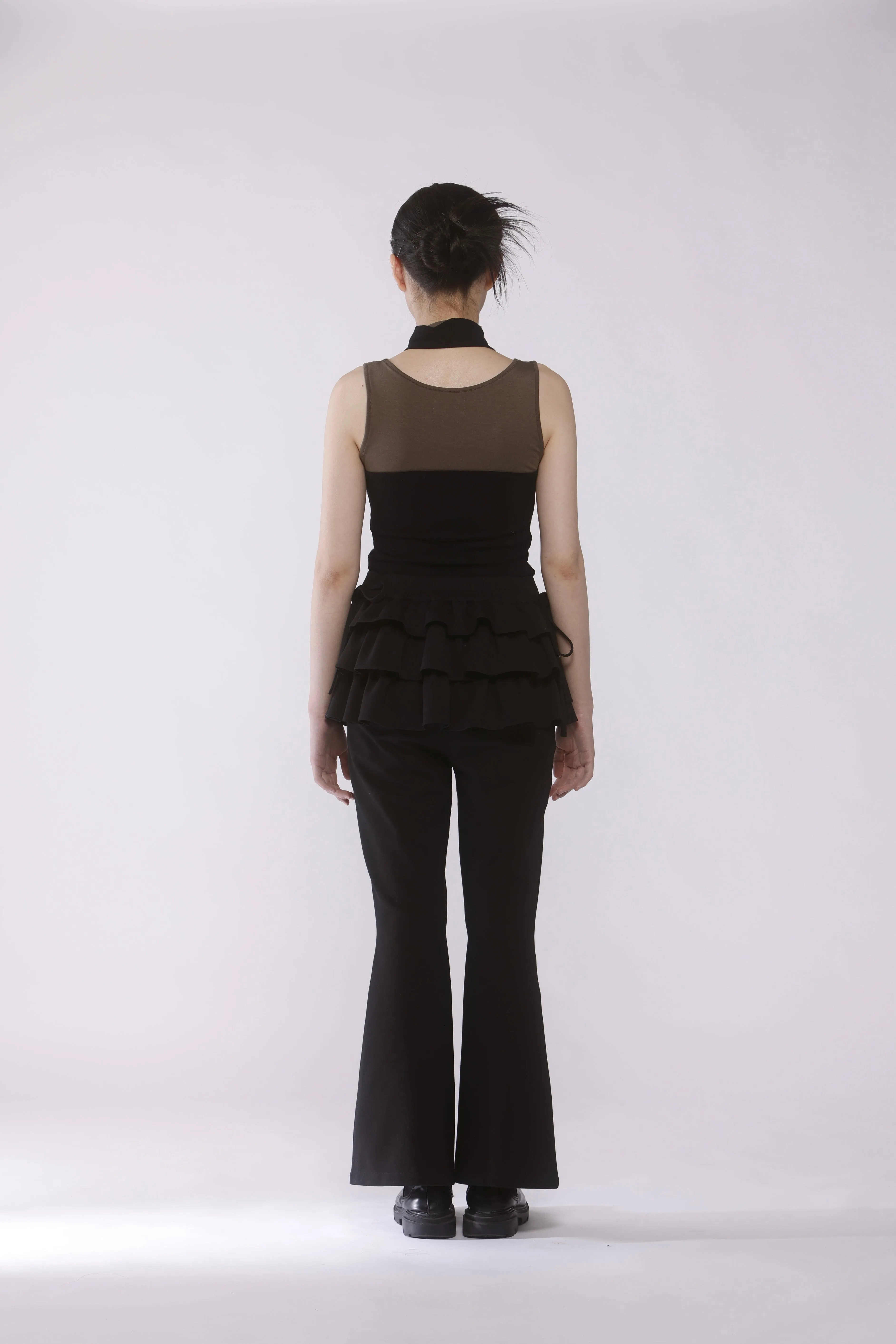 Frill skirt layered pants