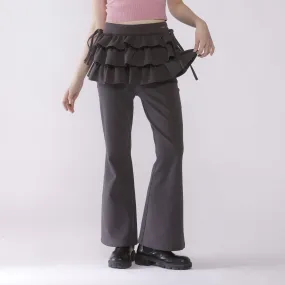 Frill skirt layered pants