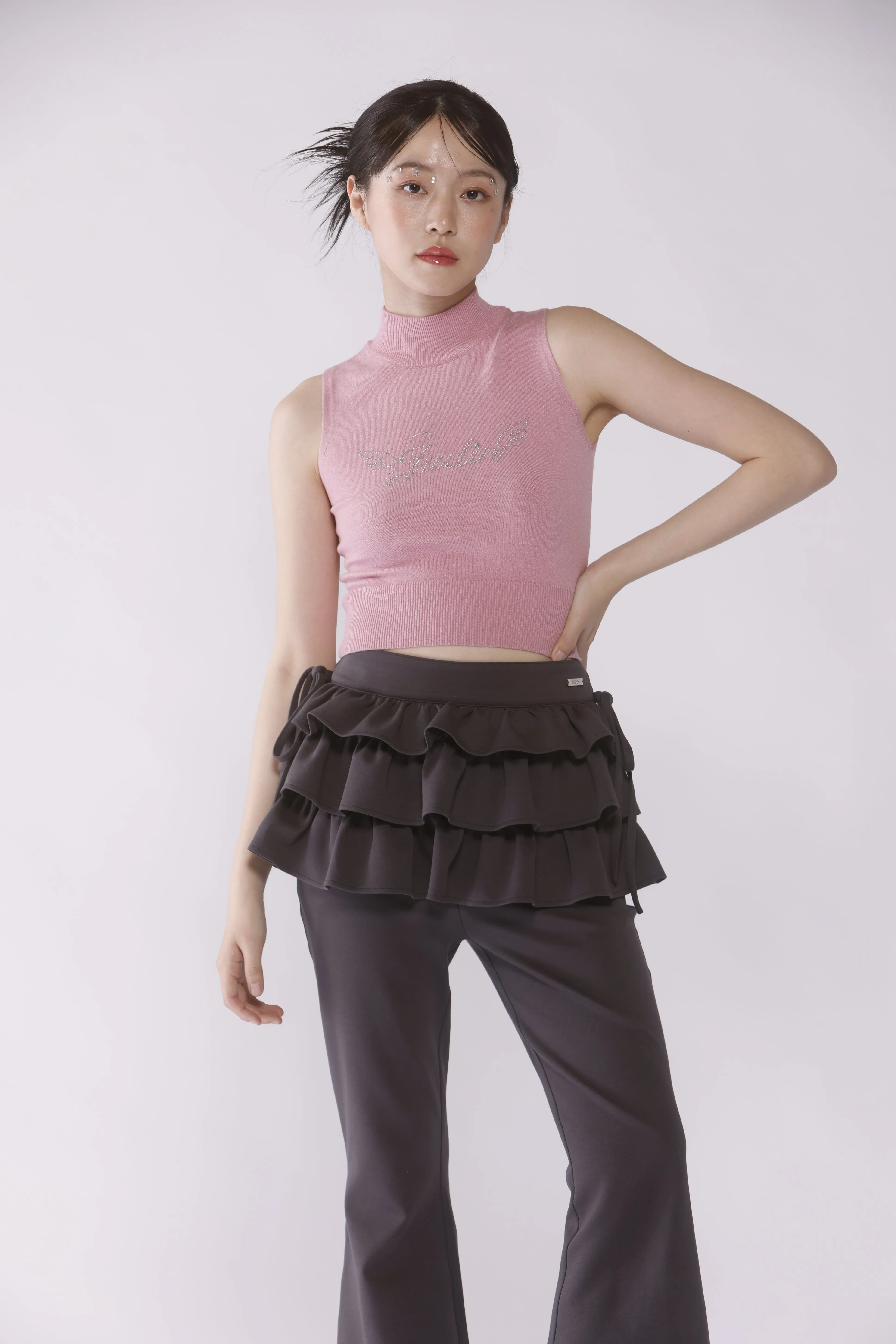 Frill skirt layered pants