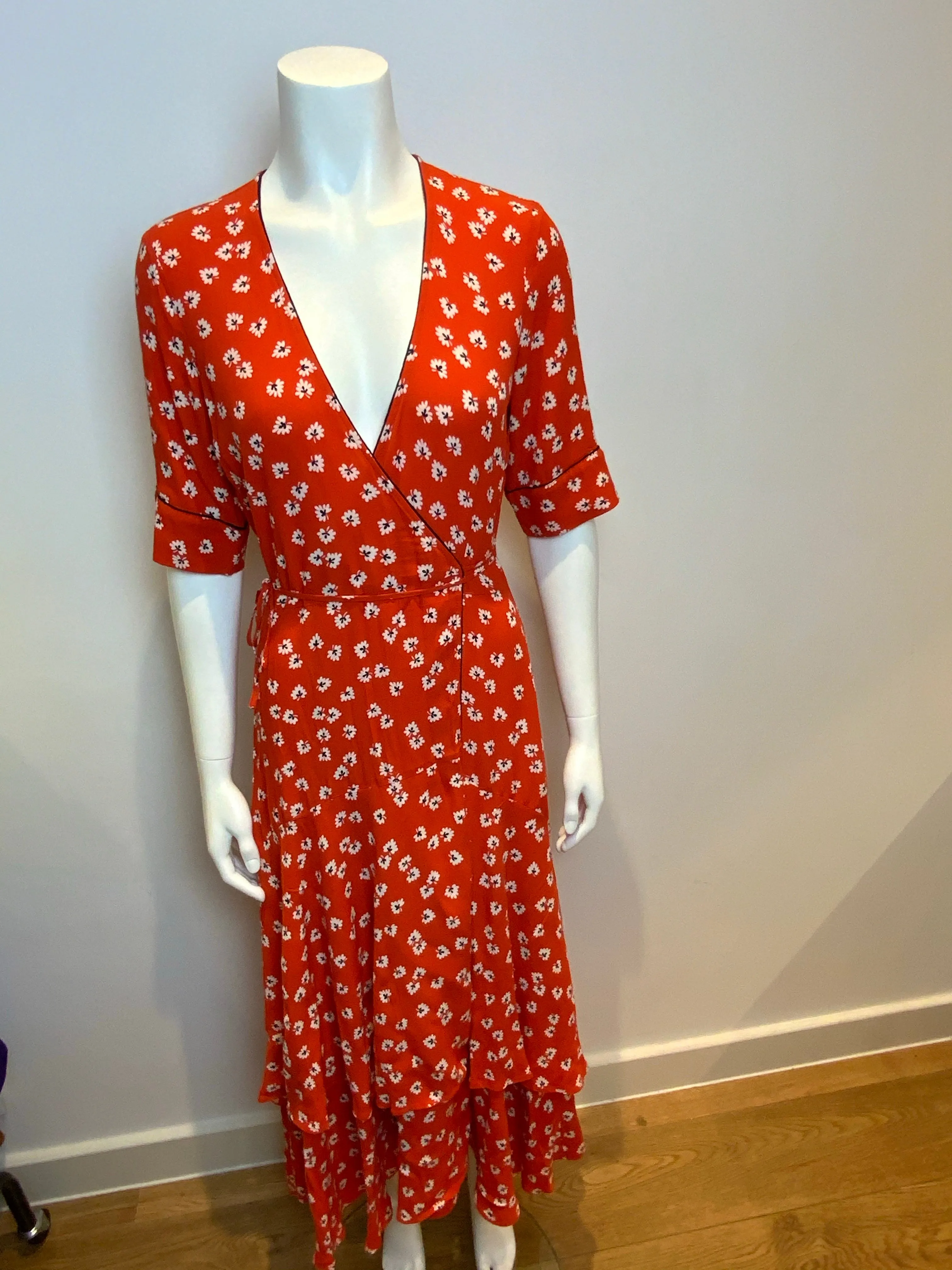 Ganni Runaway Most wanted silvery crepe wrap dress Size 38 UK 10 US 6 ladies