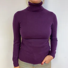 Grape Purple Cashmere Polo Neck Jumper Small