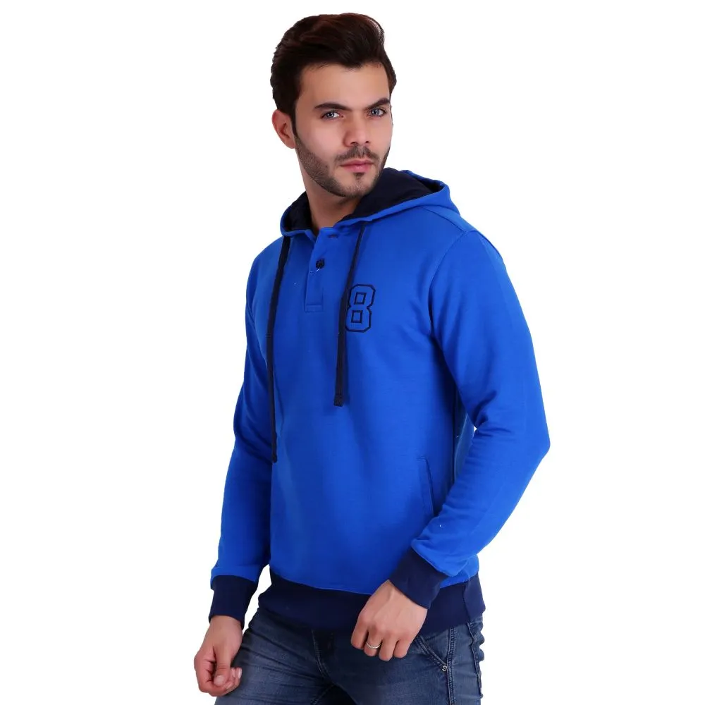 HiFlyers Full Sleeve Solid Men Sweatshirt - Light Blue