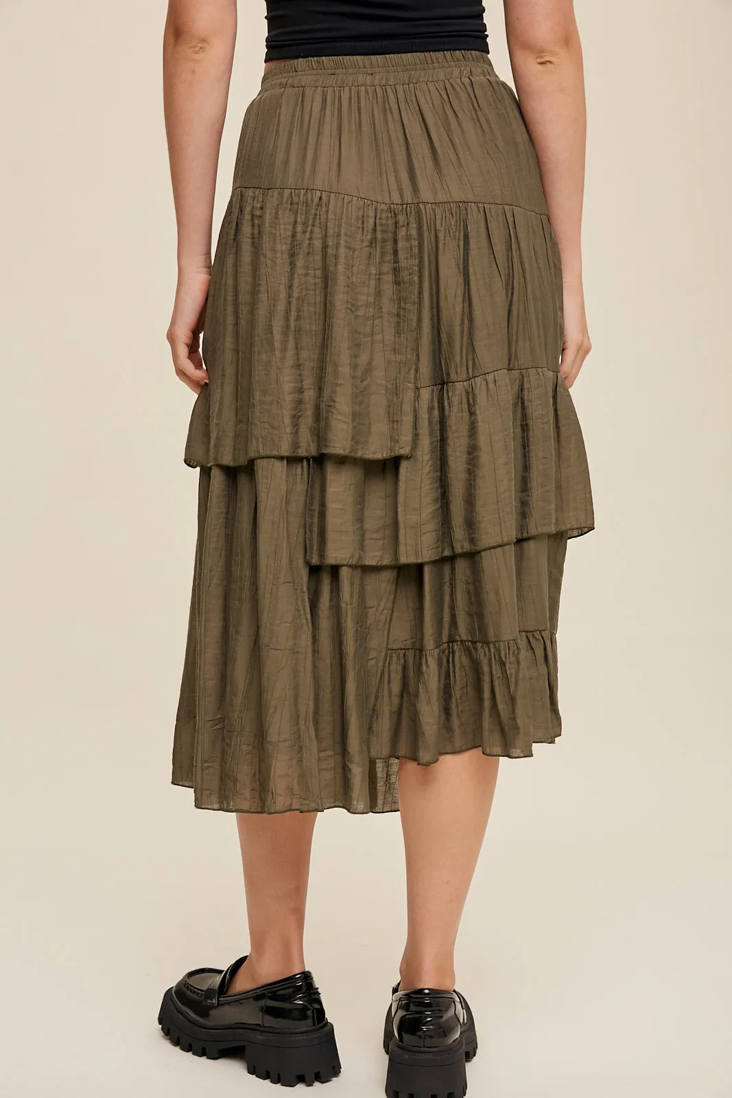 High Waist Asymmetrical Layered Maxi Skirt