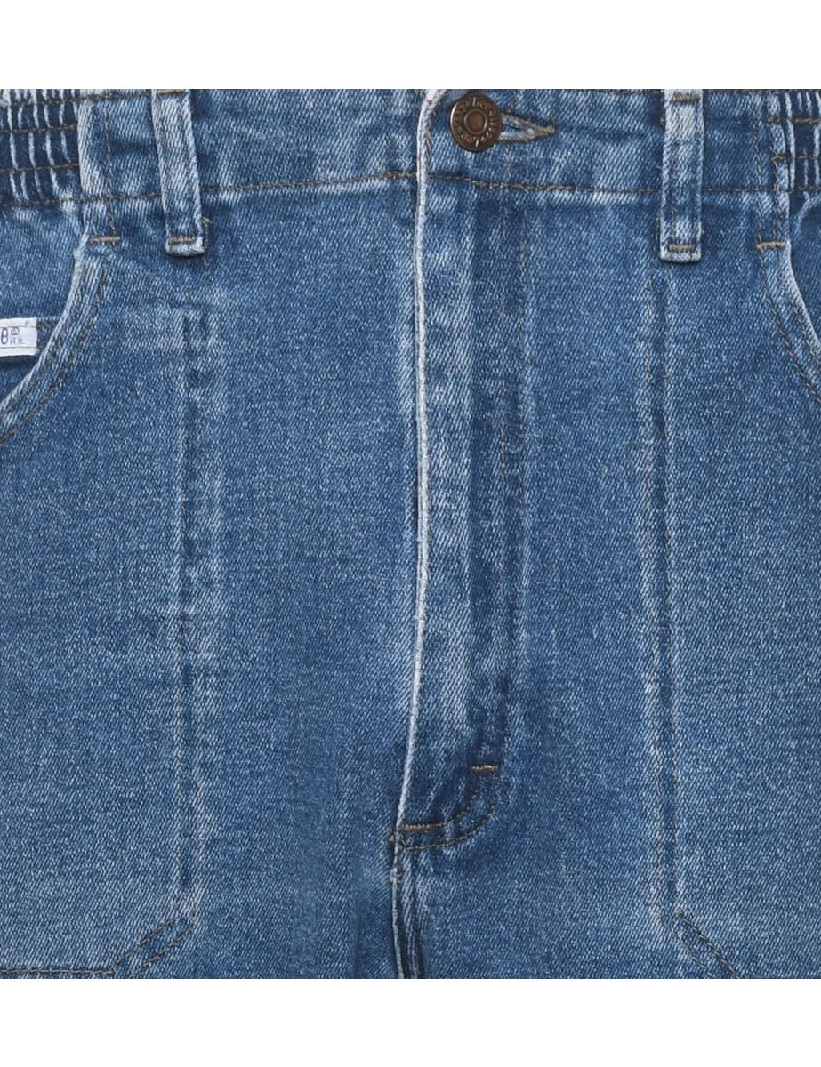 High Waist Medium Wash Elasticated Lee Jeans - W30 L28