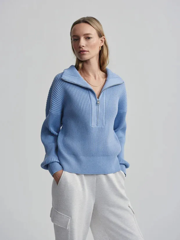 Janie Half Zip Knit Ashley Blue