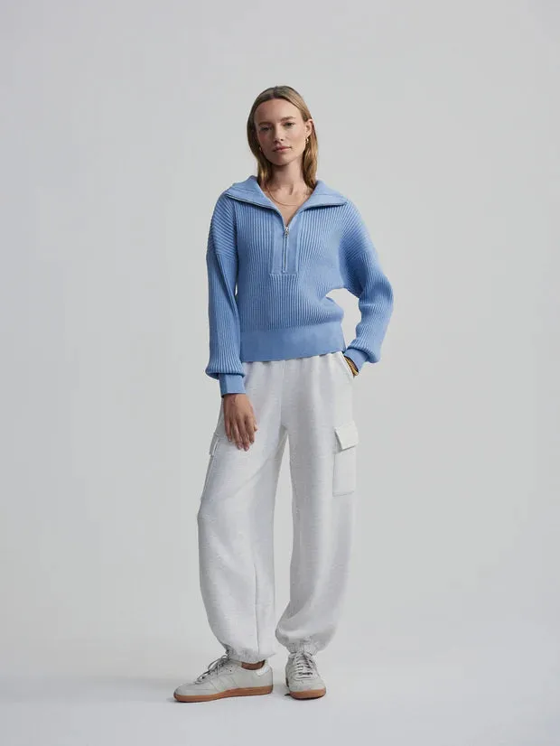 Janie Half Zip Knit Ashley Blue