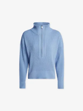Janie Half Zip Knit Ashley Blue