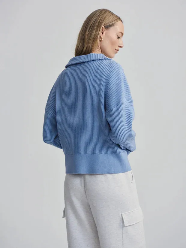 Janie Half Zip Knit Ashley Blue