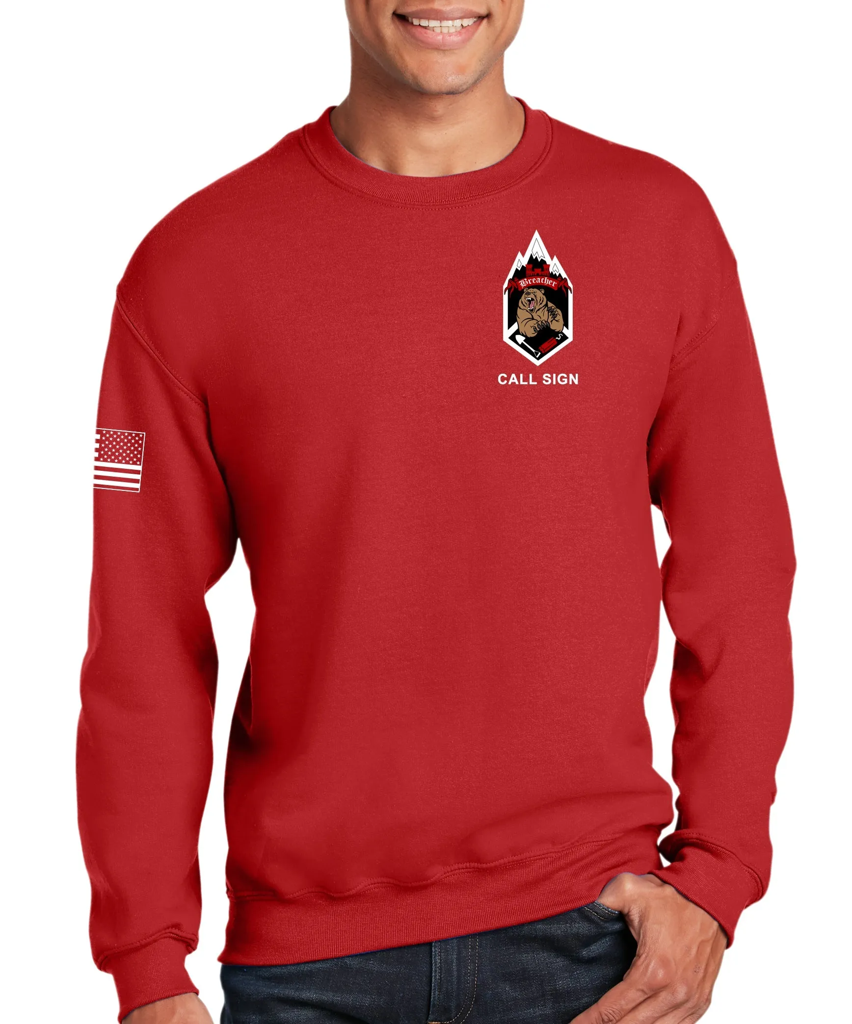 Jumpmaster Breacher Red 50-50 Blend Crewneck Unisex Sweatshirt. This shirt IS approved for PT. Must Hold Rank of Jumpmaster.