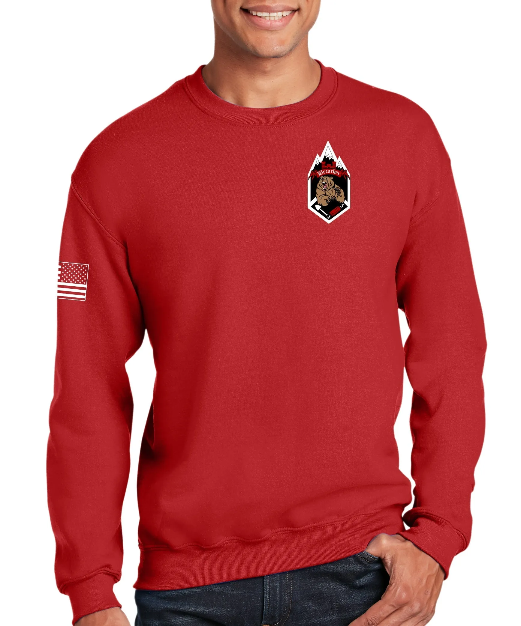 Jumpmaster Breacher Red 50-50 Blend Crewneck Unisex Sweatshirt. This shirt IS approved for PT. Must Hold Rank of Jumpmaster.