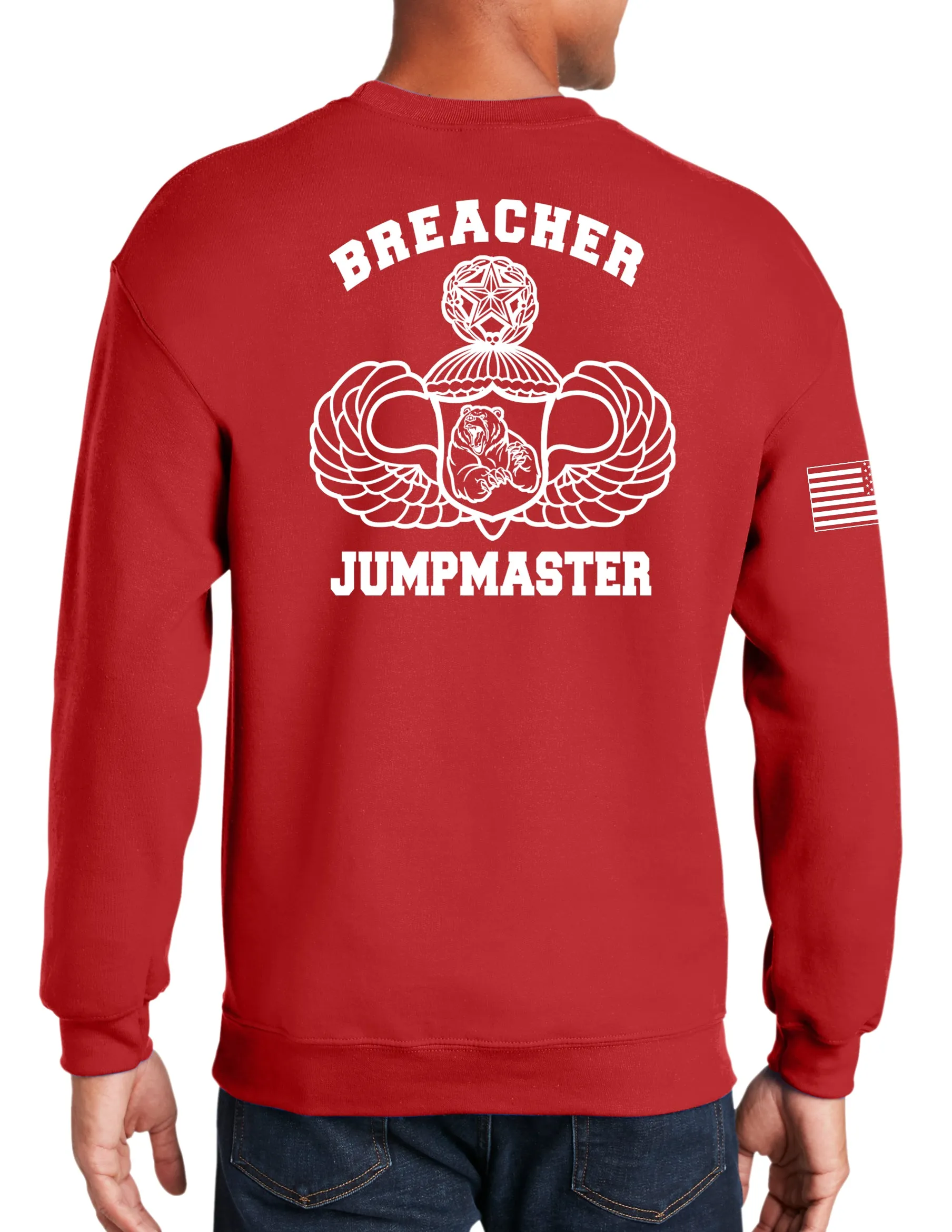 Jumpmaster Breacher Red 50-50 Blend Crewneck Unisex Sweatshirt. This shirt IS approved for PT. Must Hold Rank of Jumpmaster.