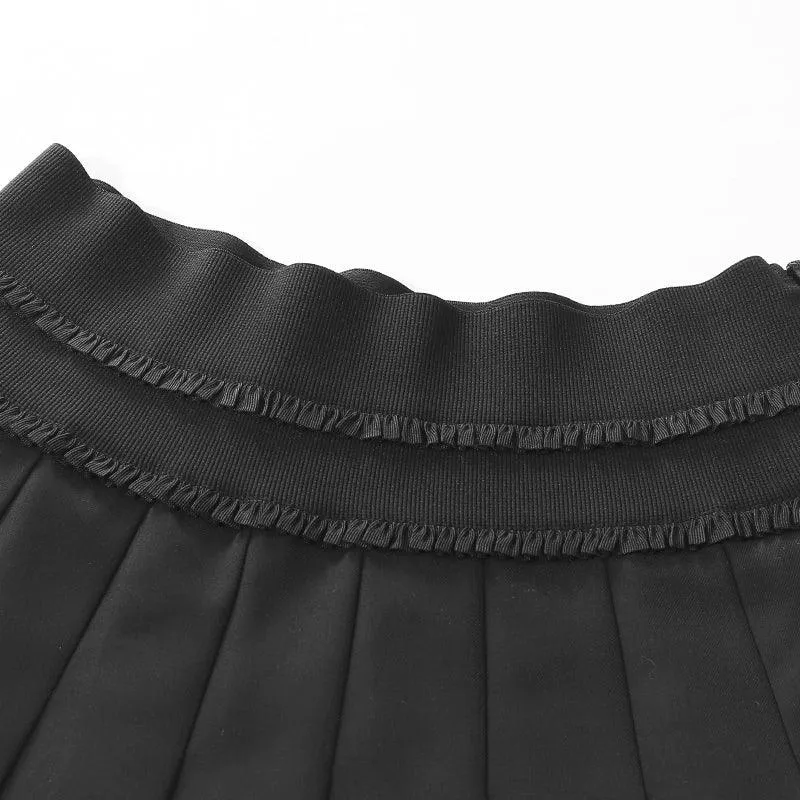 Lace Pleated Mini Skirt