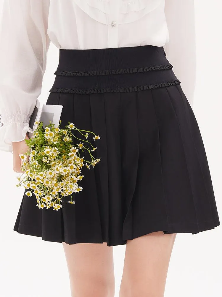 Lace Pleated Mini Skirt