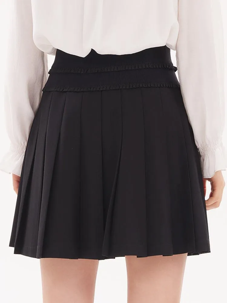 Lace Pleated Mini Skirt
