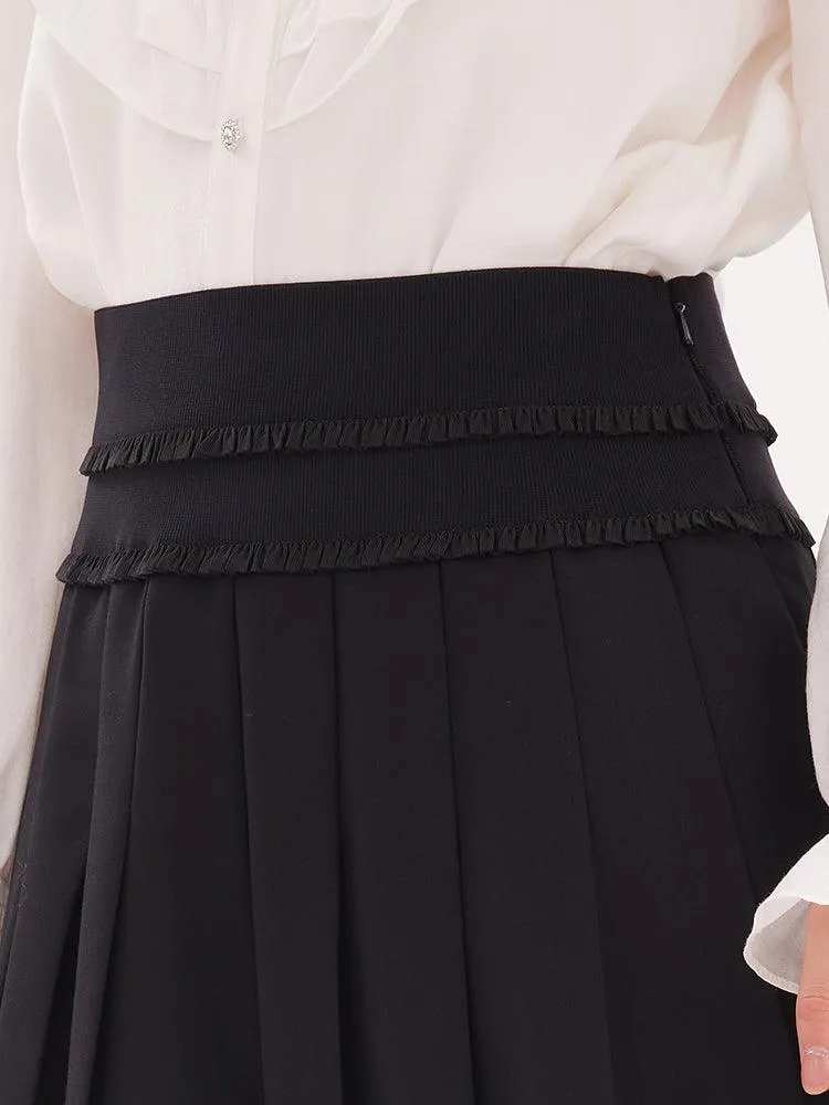 Lace Pleated Mini Skirt