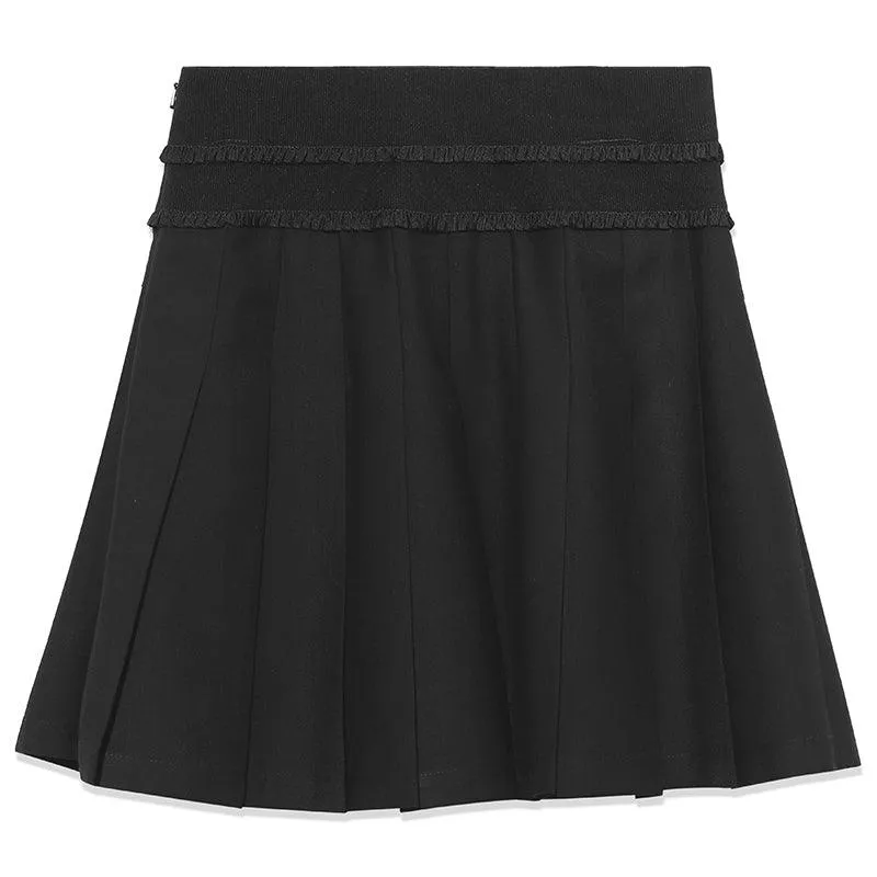 Lace Pleated Mini Skirt