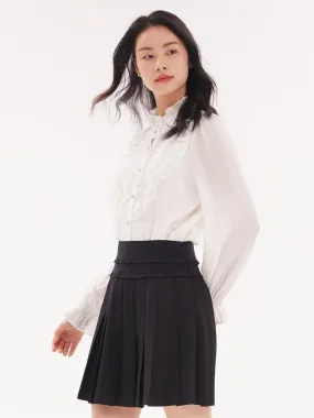 Lace Pleated Mini Skirt