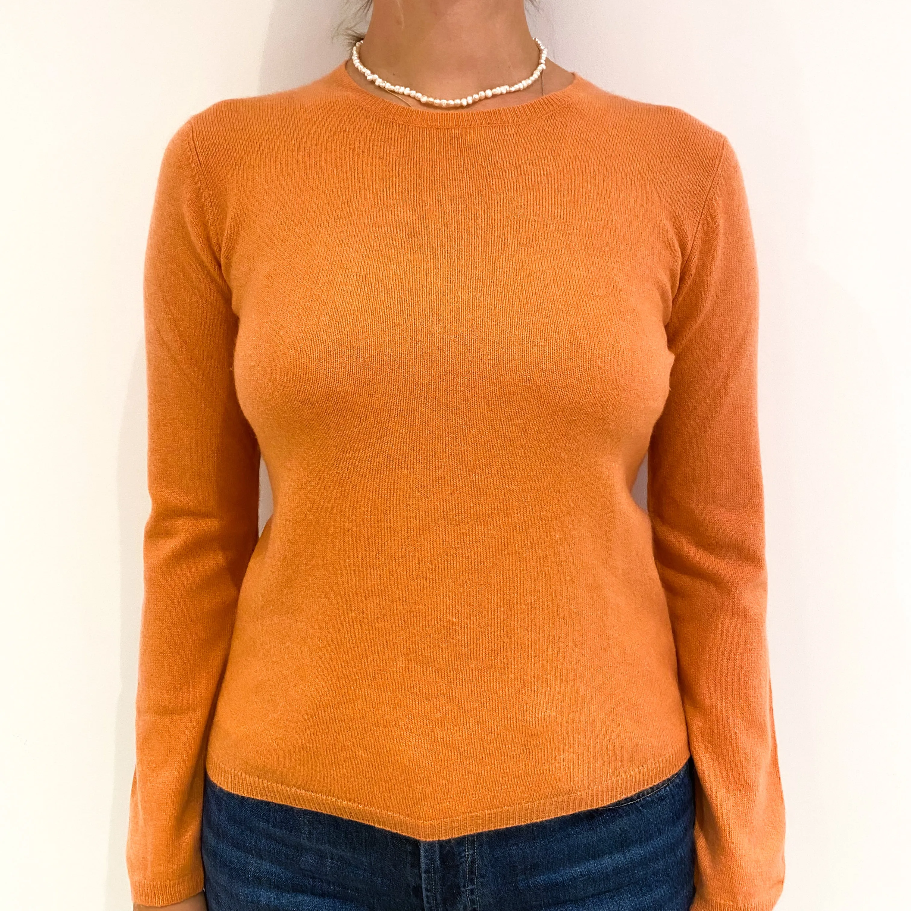 Light Coral Pink Cashmere Crew Neck Jumper Small