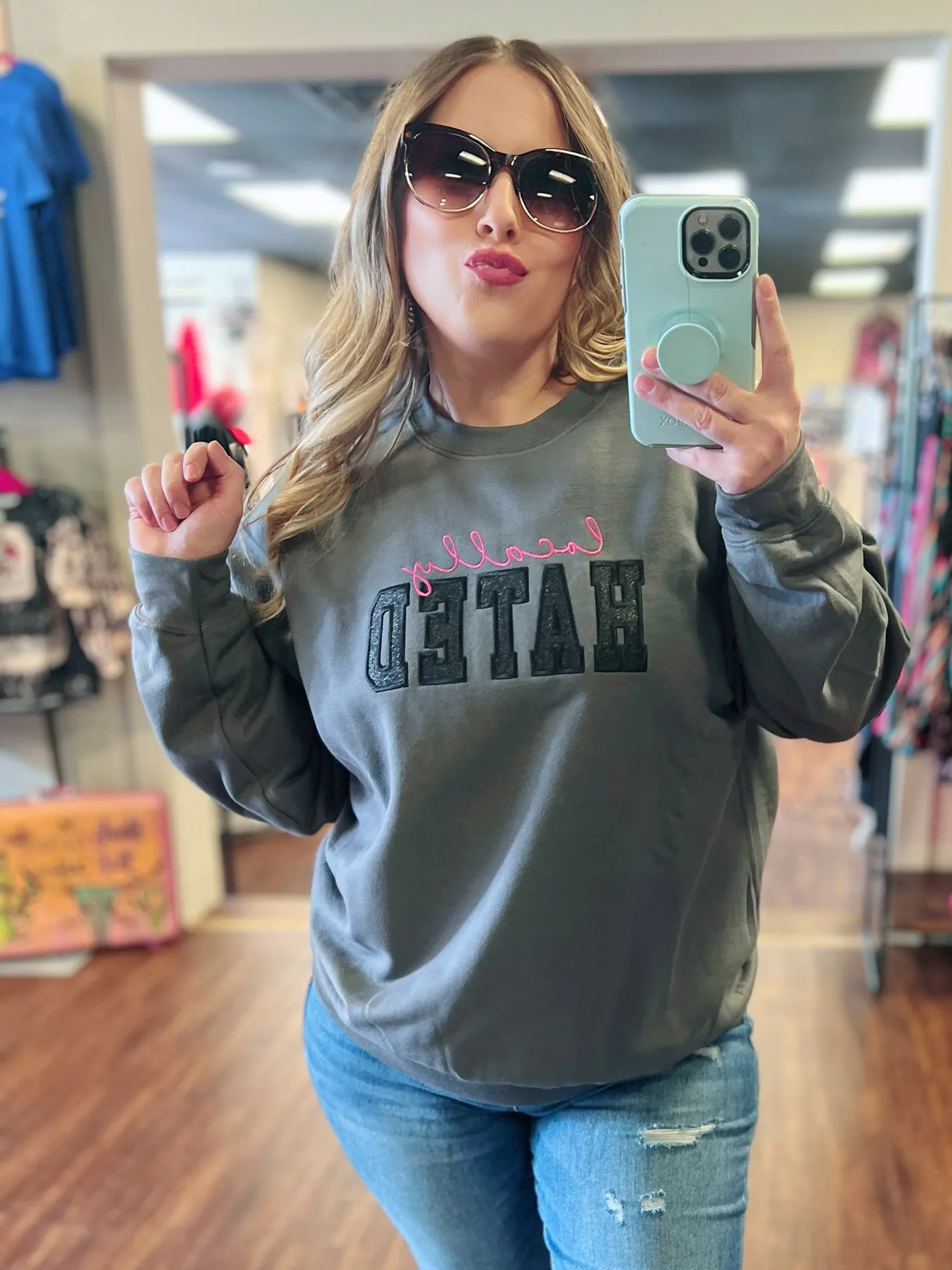 Locally Hated Embroidered Pullover Sweatshirt