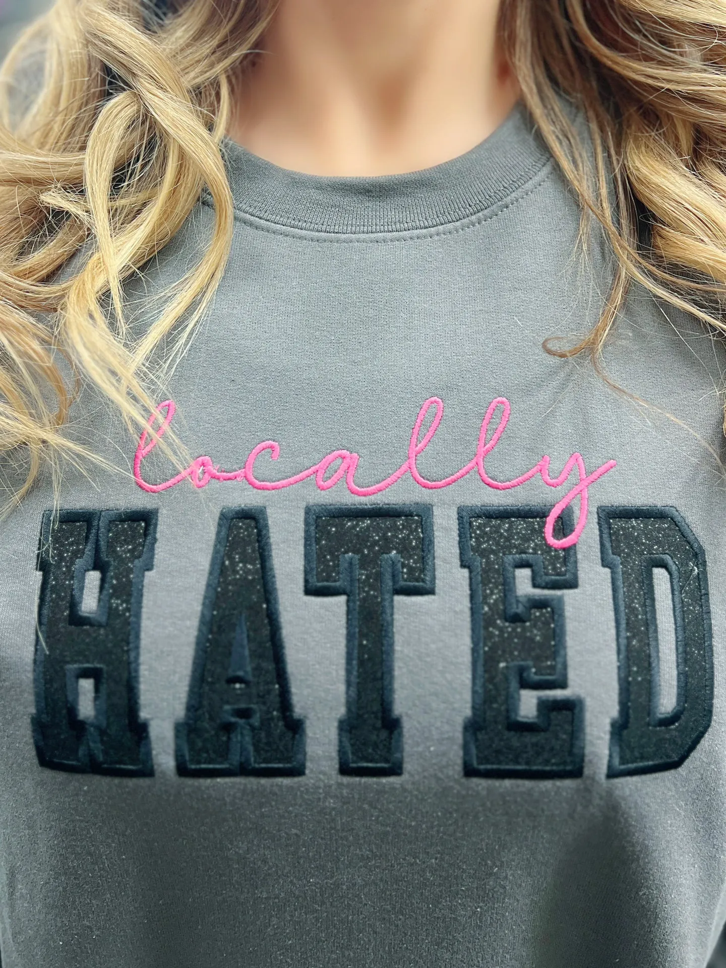 Locally Hated Embroidered Pullover Sweatshirt