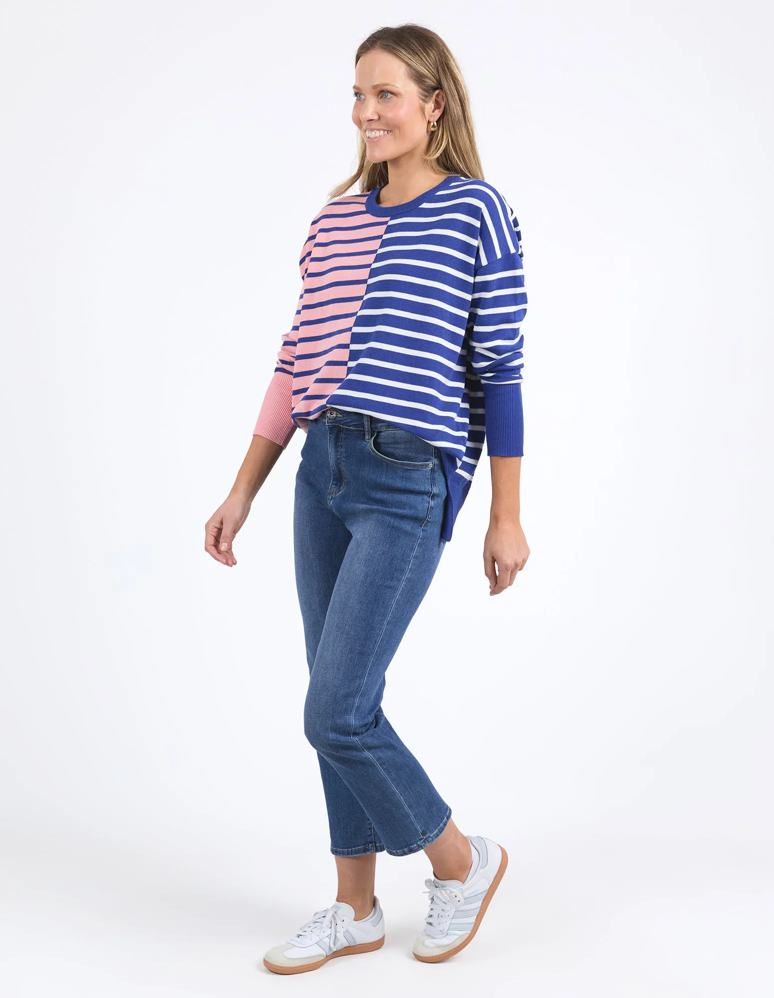 Louise Spliced Knit - Deep Blue/Pink Blush