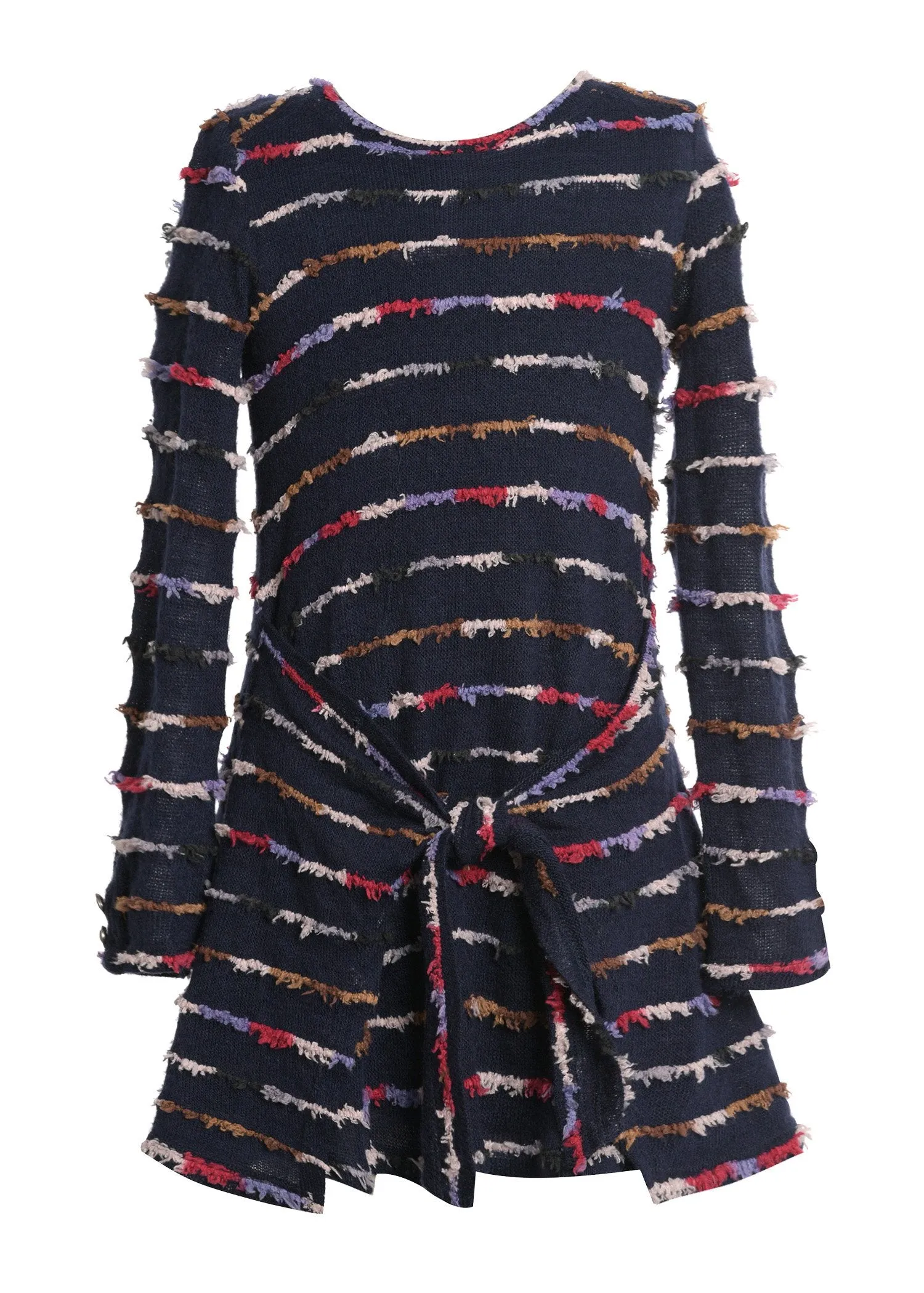 L/S TIE FRONT SWEATER DRESS (R28329)