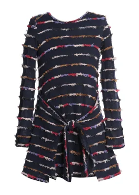 L/S TIE FRONT SWEATER DRESS (R28329)