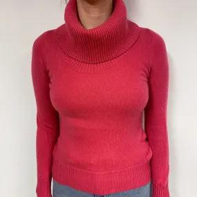 Lupin Pink Cashmere Polo Neck Jumper Small