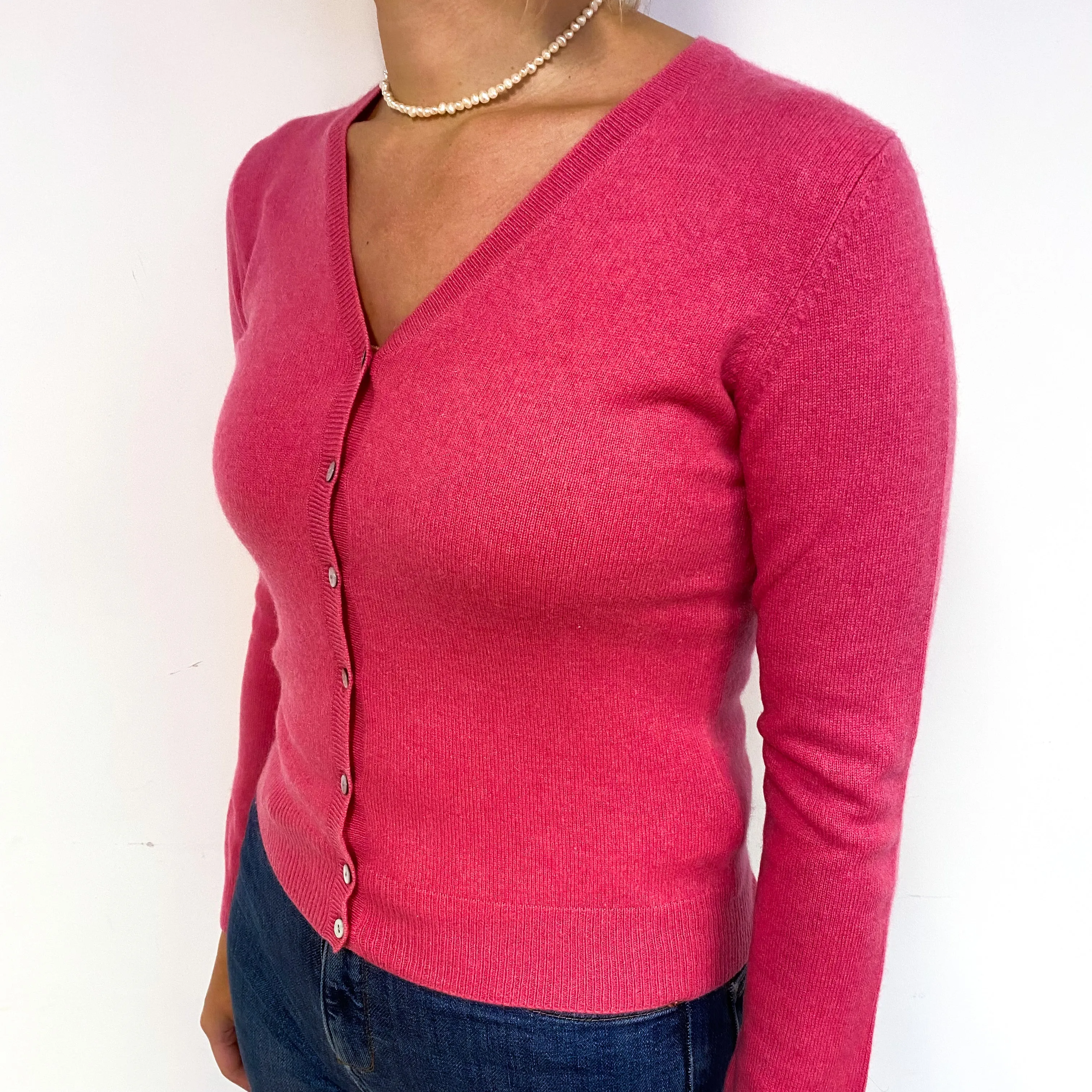 Lupin Pink Cashmere V-Neck Cardigan Small