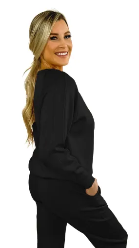 Maise Crew Neck Pullover- Black