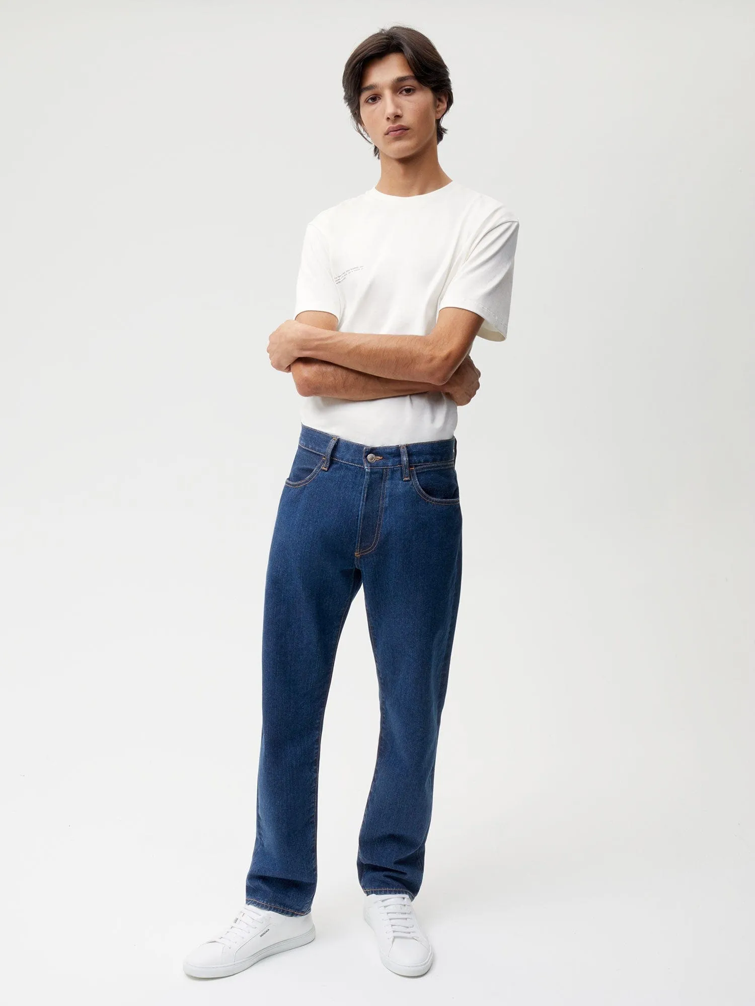Mens Nettle Denim Straight Leg Jeans—mid wash