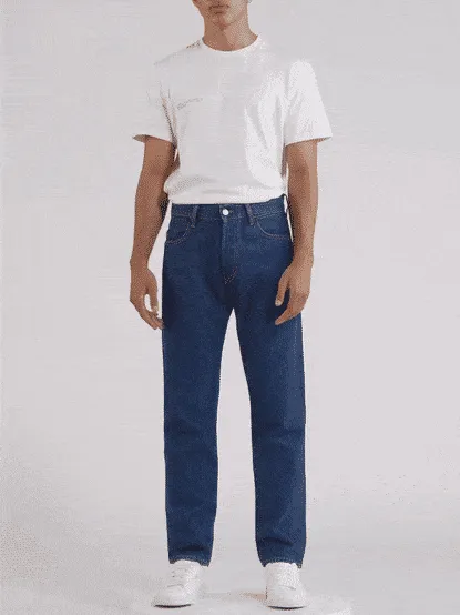 Mens Nettle Denim Straight Leg Jeans—mid wash