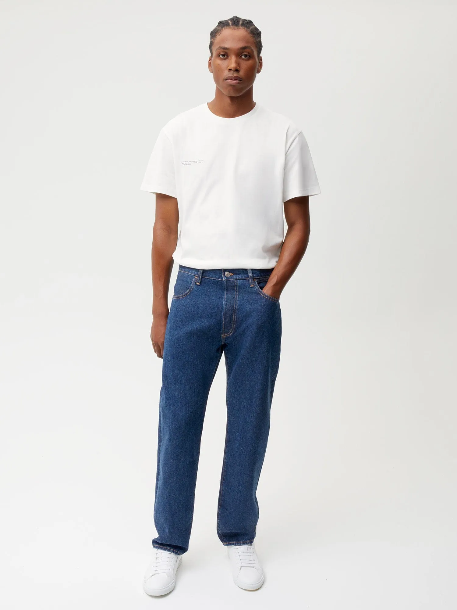 Mens Nettle Denim Straight Leg Jeans—mid wash