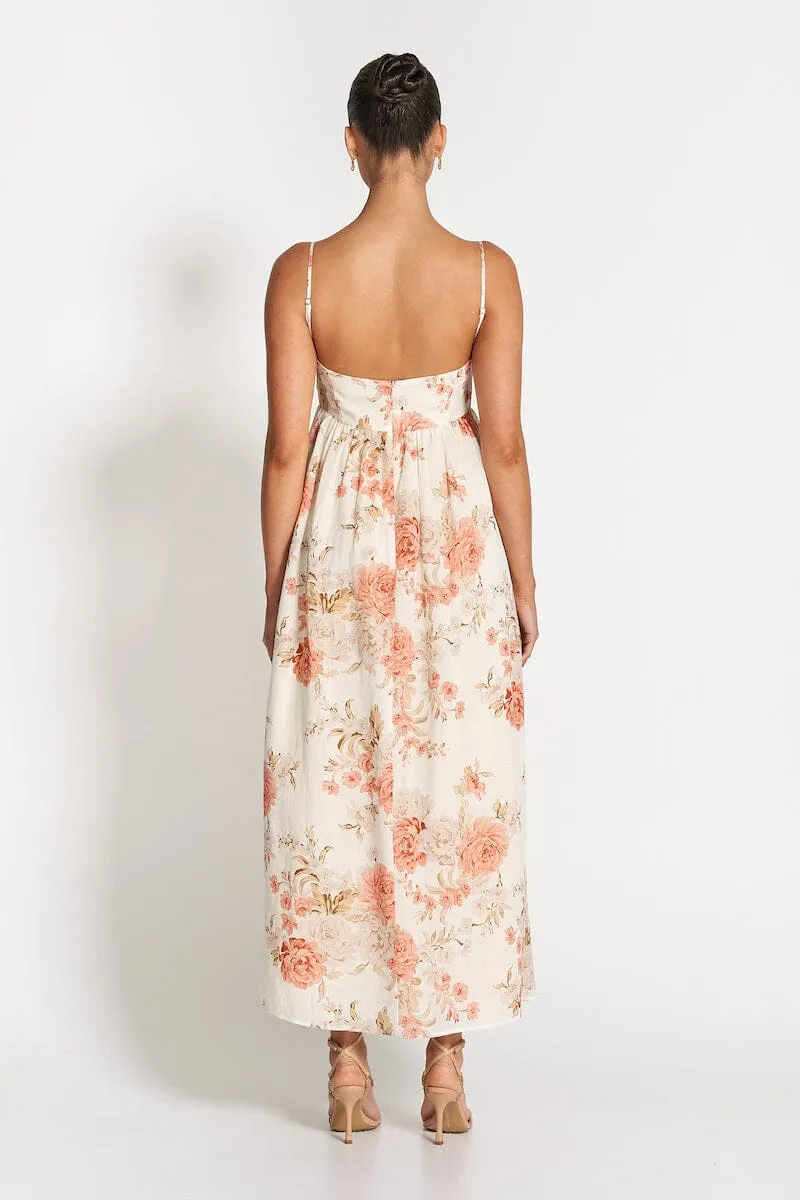 Mila Babydoll Midi Dress ROSE FLORAL Sofia