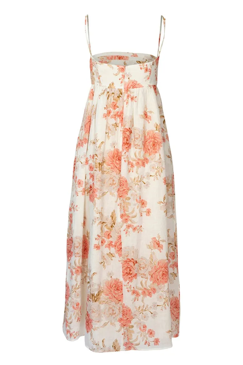 Mila Babydoll Midi Dress ROSE FLORAL Sofia