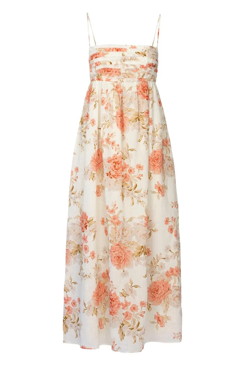 Mila Babydoll Midi Dress ROSE FLORAL Sofia