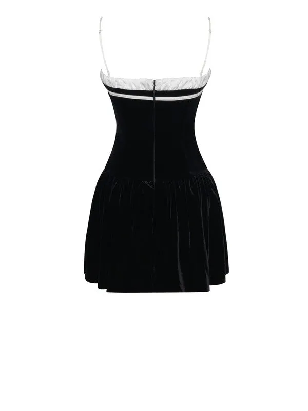 Miss. Circle Olya Black and White Velvet A Line Corset Dress